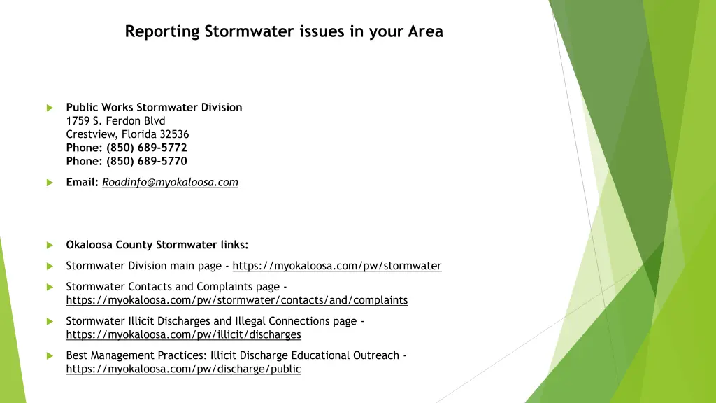 reporting stormwater issues in your area