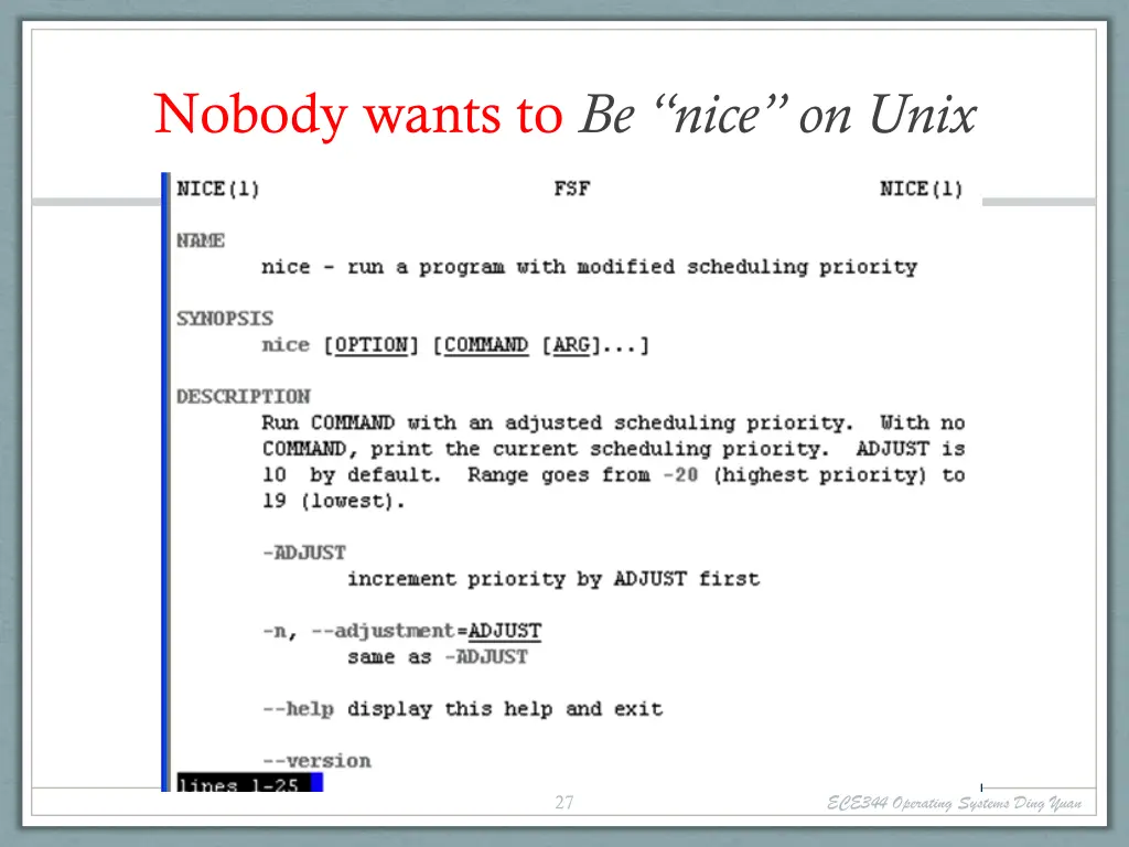 nobody wants to be nice on unix