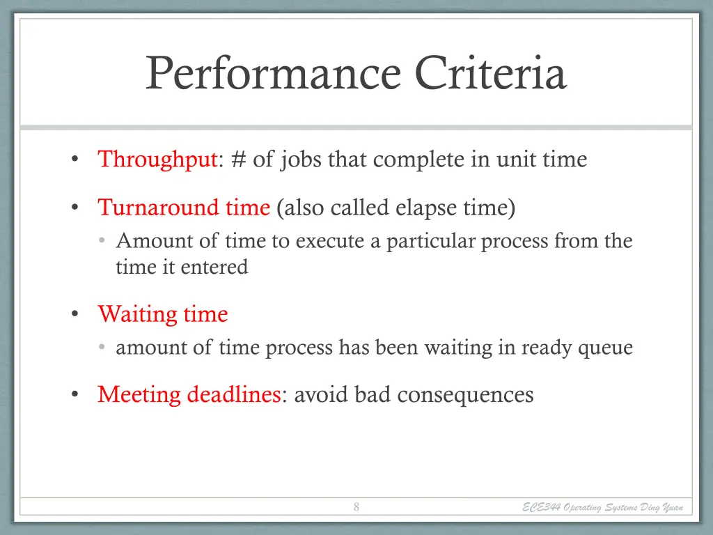 performance criteria