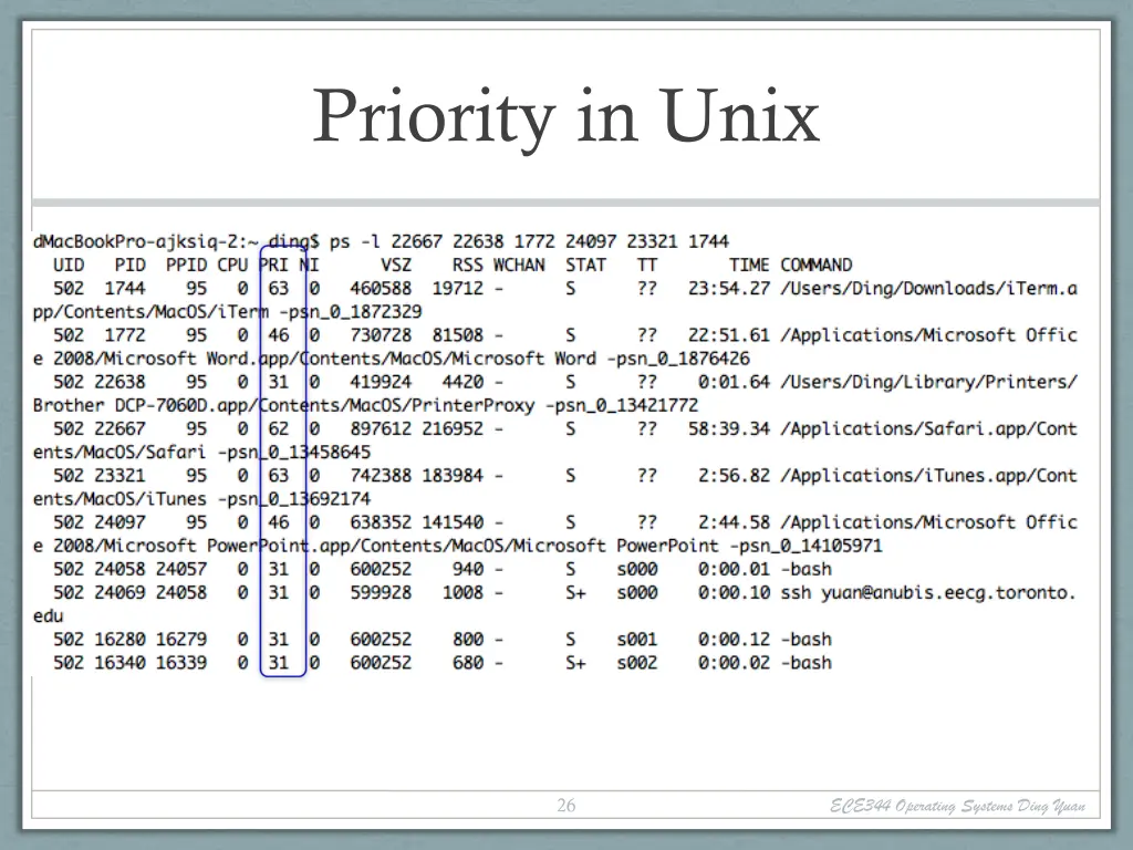 priority in unix