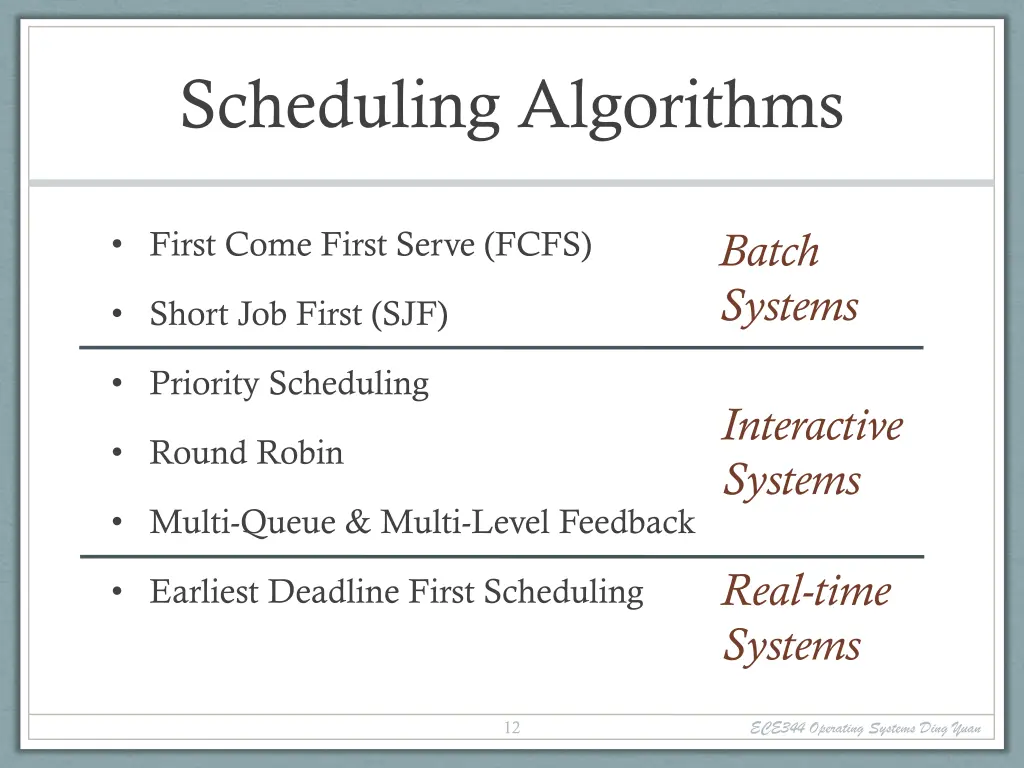 scheduling algorithms