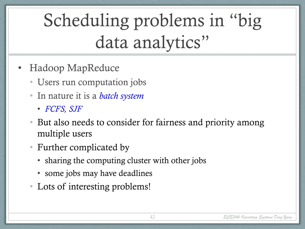 scheduling problems in big data analytics