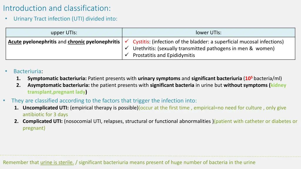 introduction and classification urinary tract