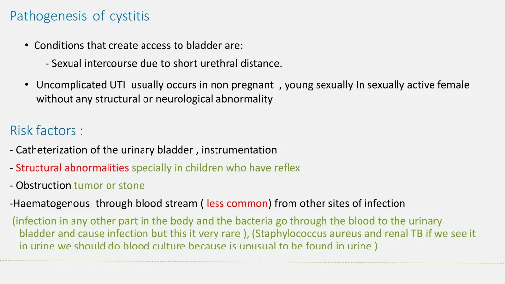 pathogenesis of cystitis