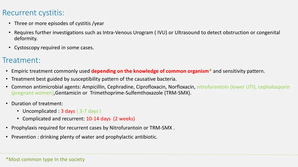 recurrent cystitis three or more episodes