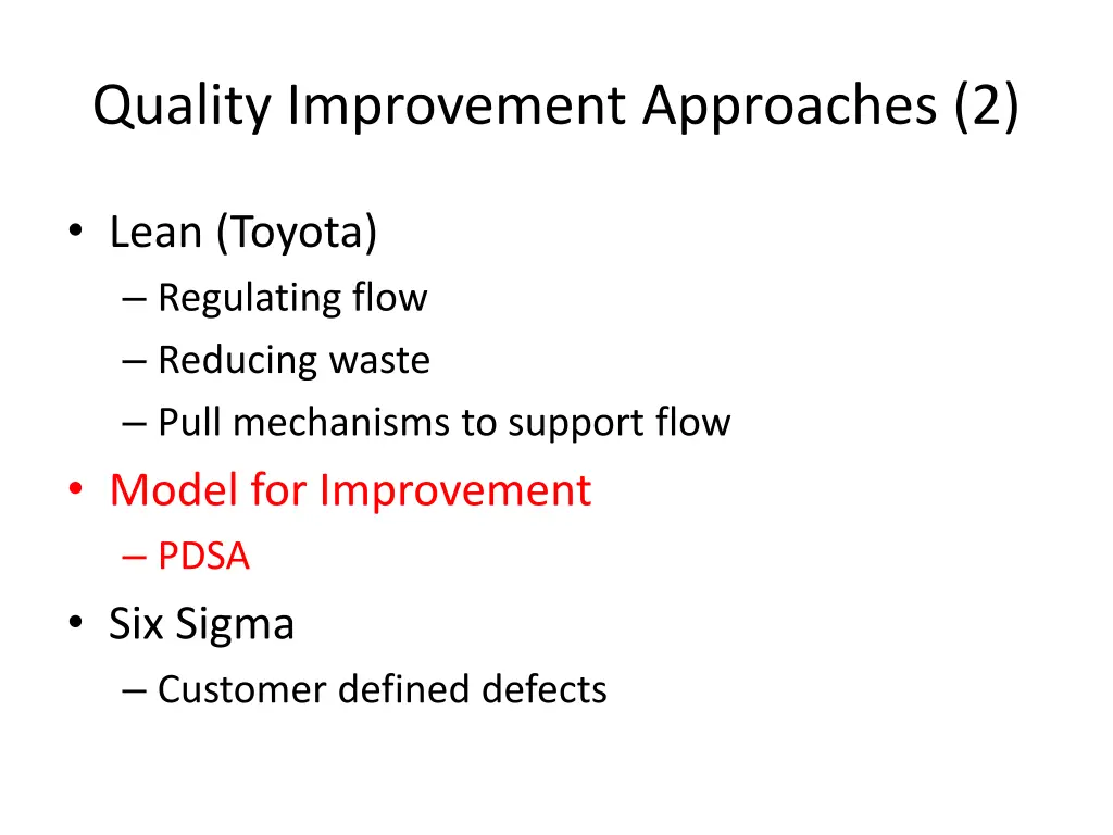 quality improvement approaches 2