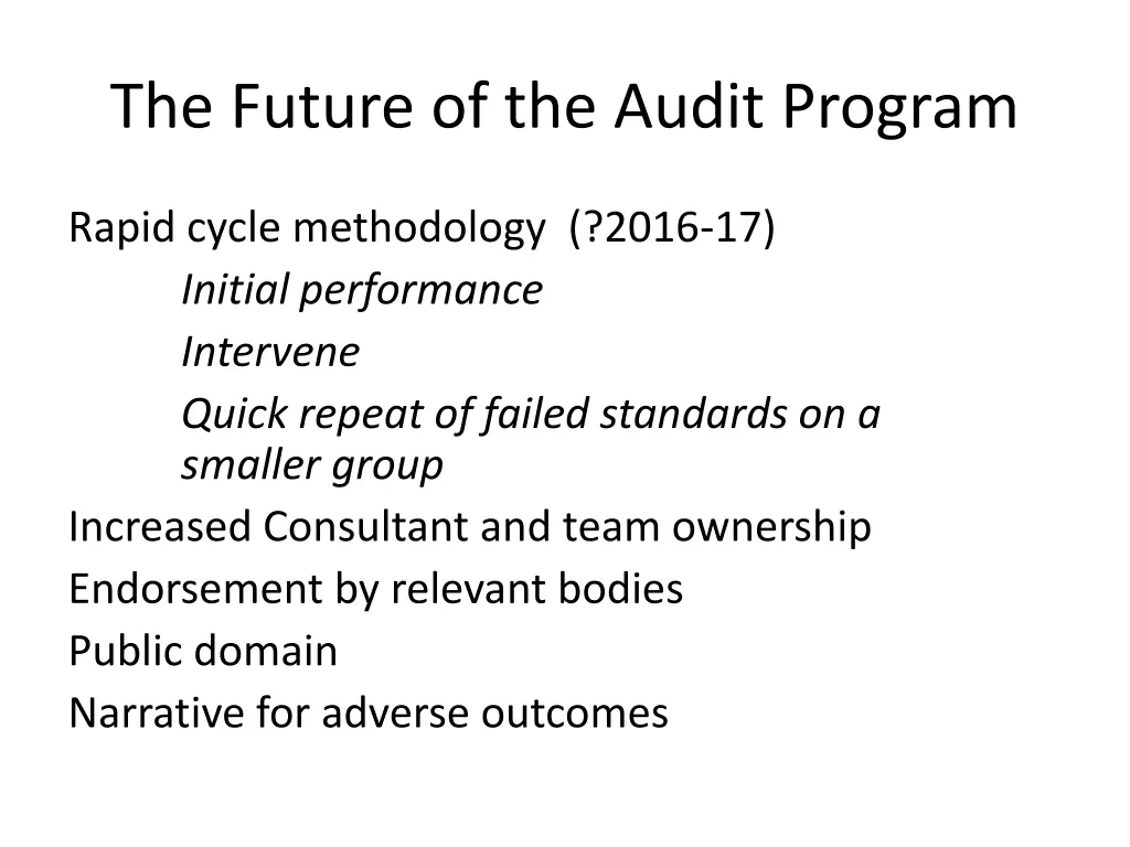 the future of the audit program