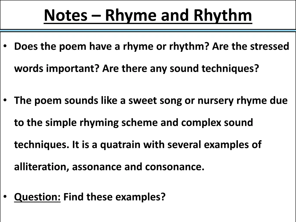 notes rhyme and rhythm