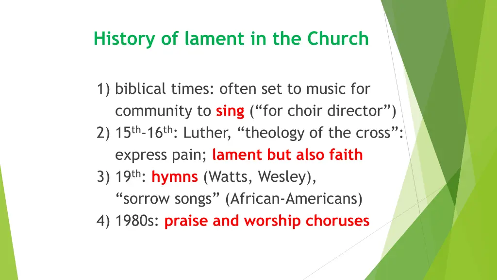 history of lament in the church