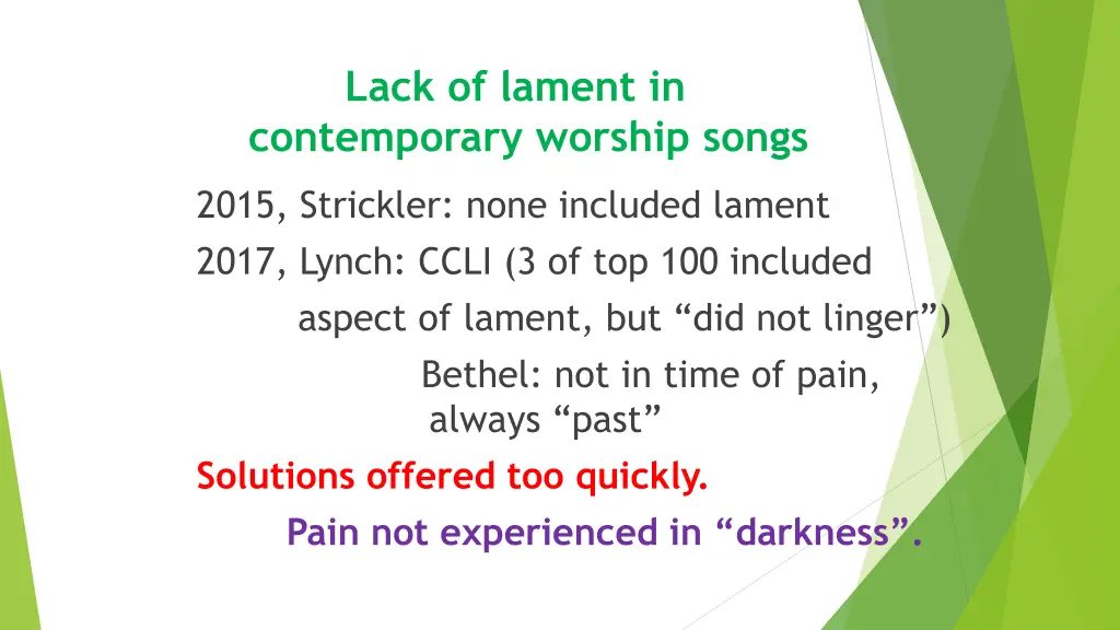 lack of lament in contemporary worship songs