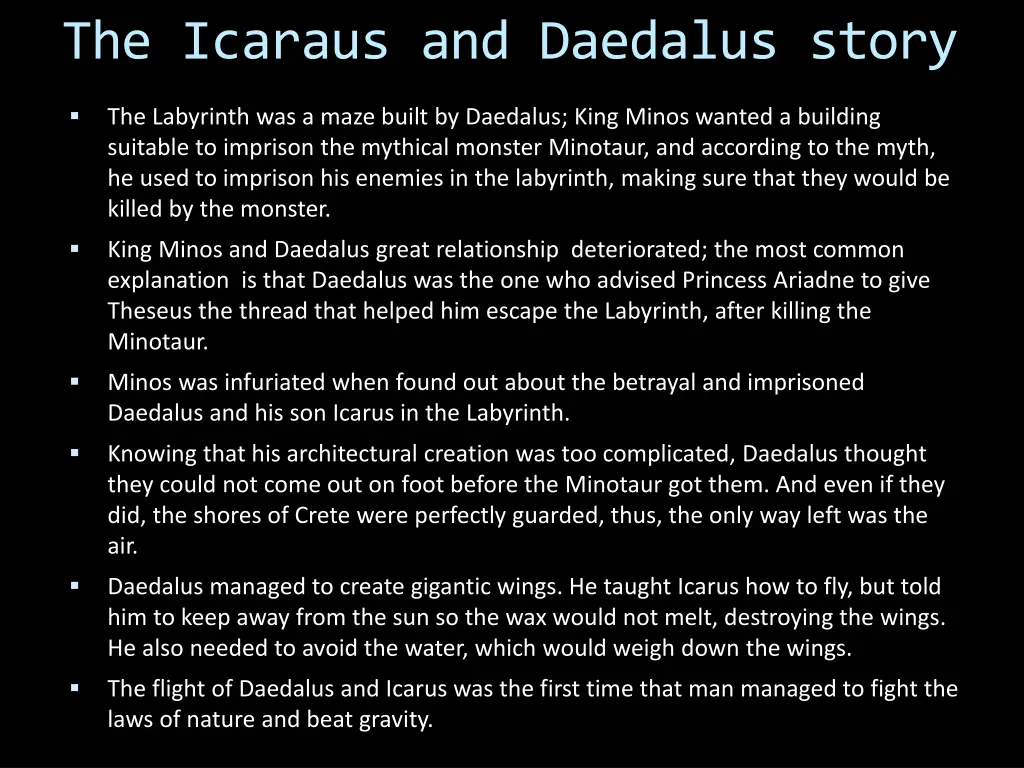 the icaraus and daedalus story