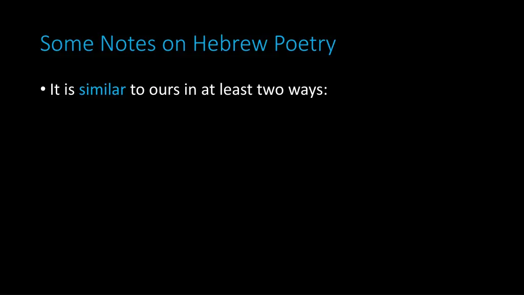 some notes on hebrew poetry 1