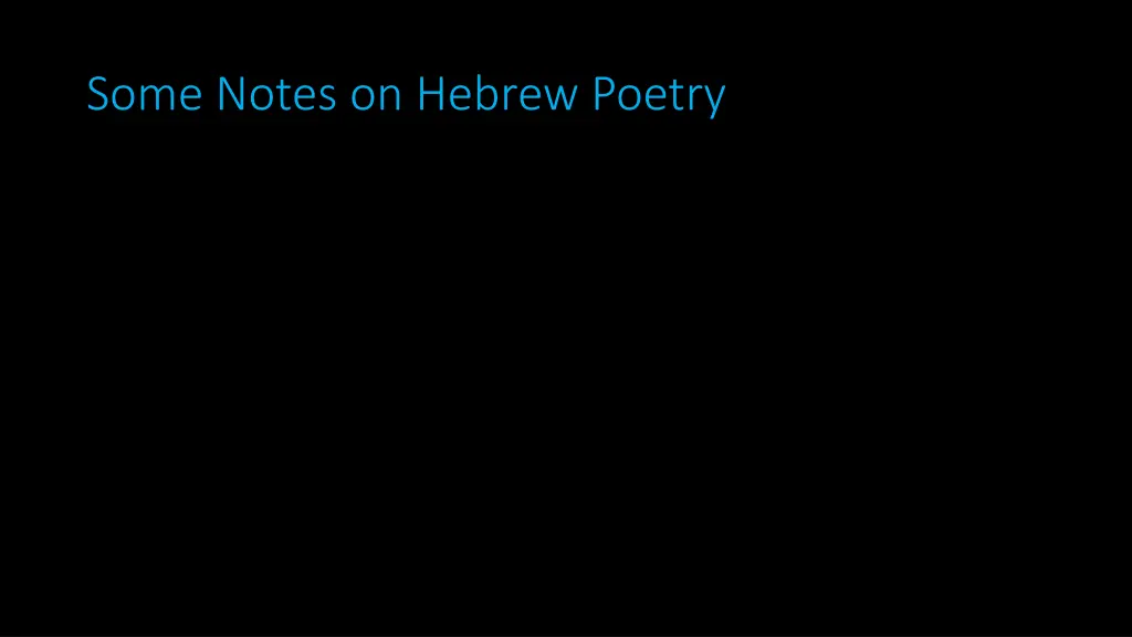 some notes on hebrew poetry