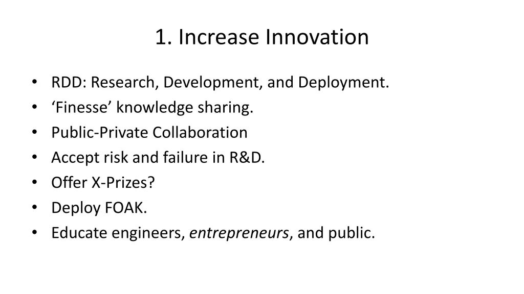 1 increase innovation