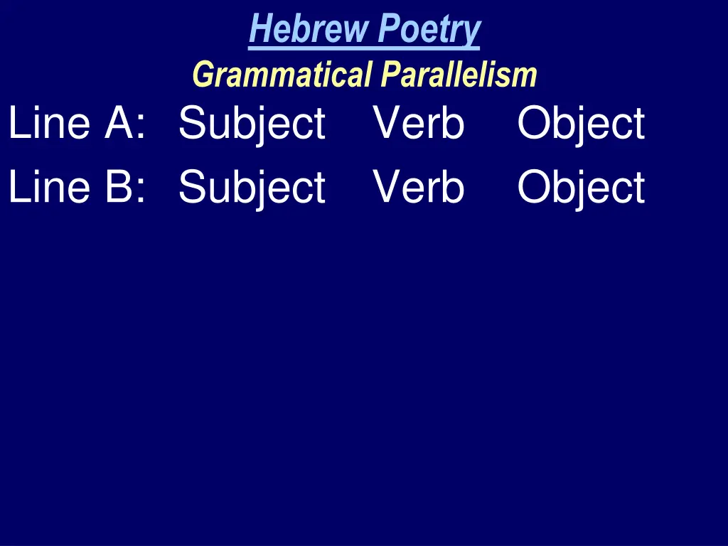 hebrew poetry grammatical parallelism