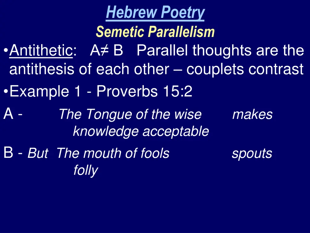 hebrew poetry semetic parallelism 1