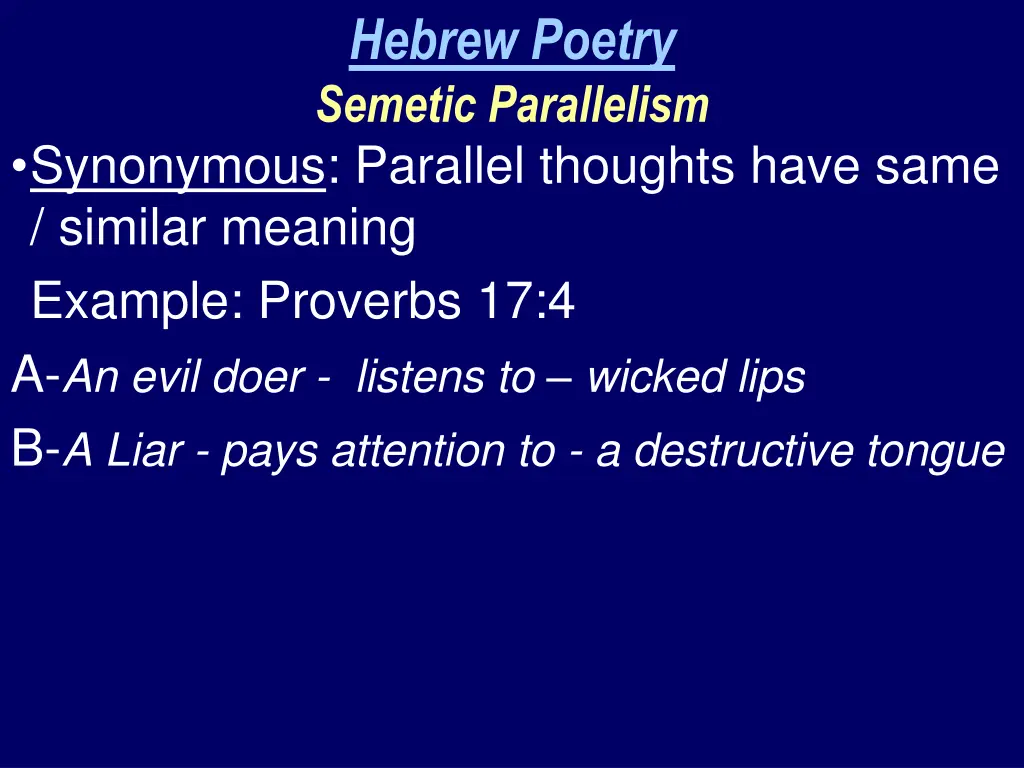 hebrew poetry semetic parallelism