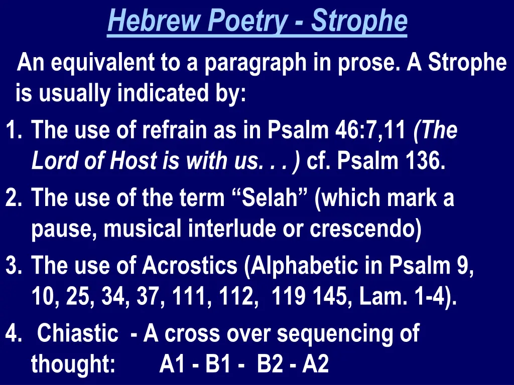 hebrew poetry strophe an equivalent