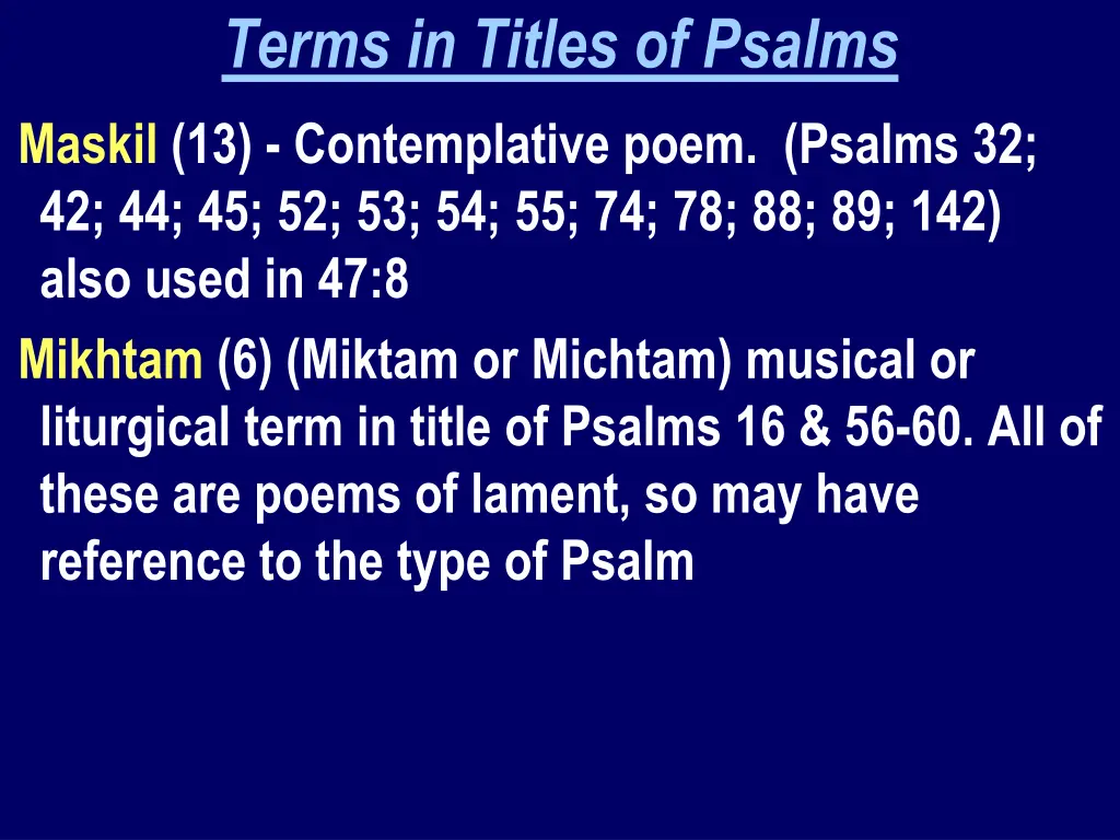 terms in titles of psalms