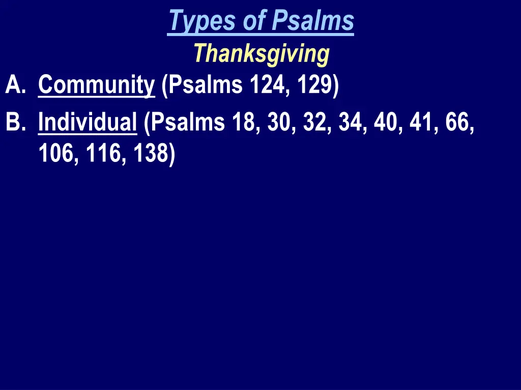 types of psalms thanksgiving