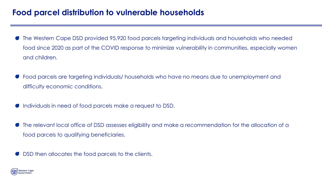 food parcel distribution to vulnerable households