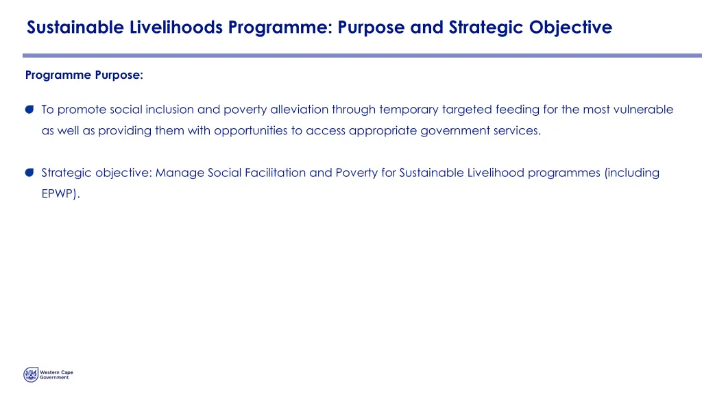 sustainable livelihoods programme purpose