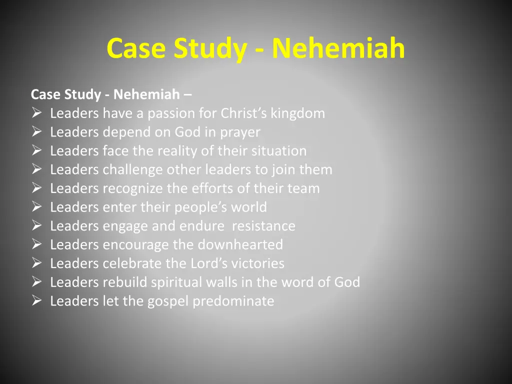 case study nehemiah