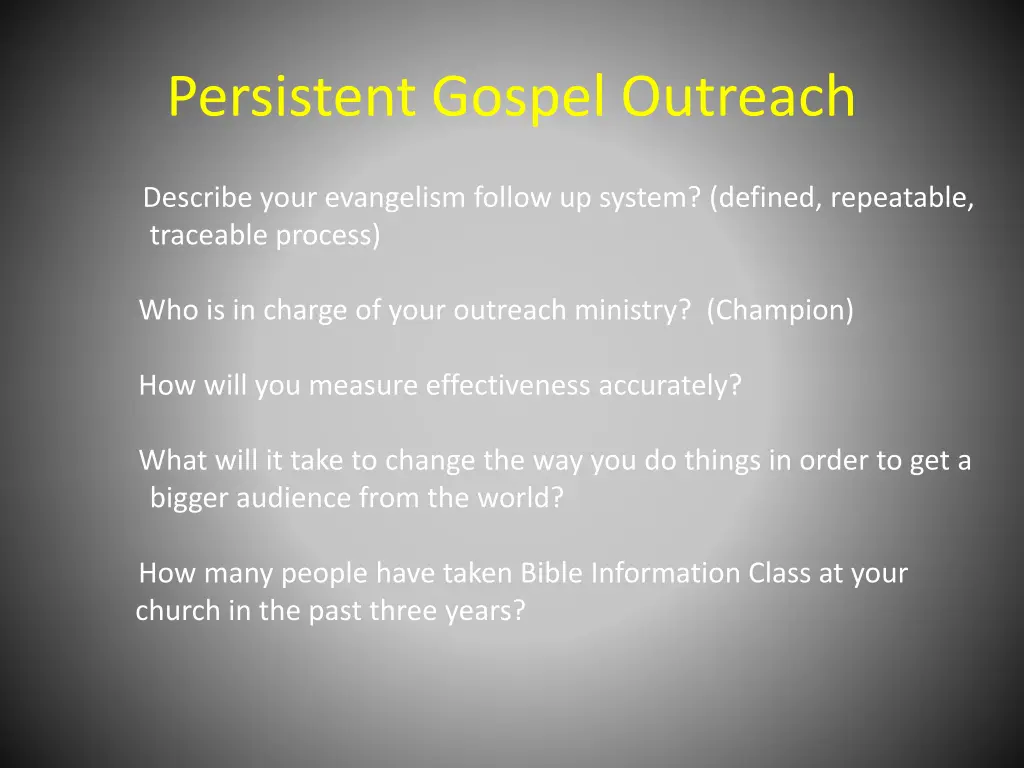 persistent gospel outreach 1