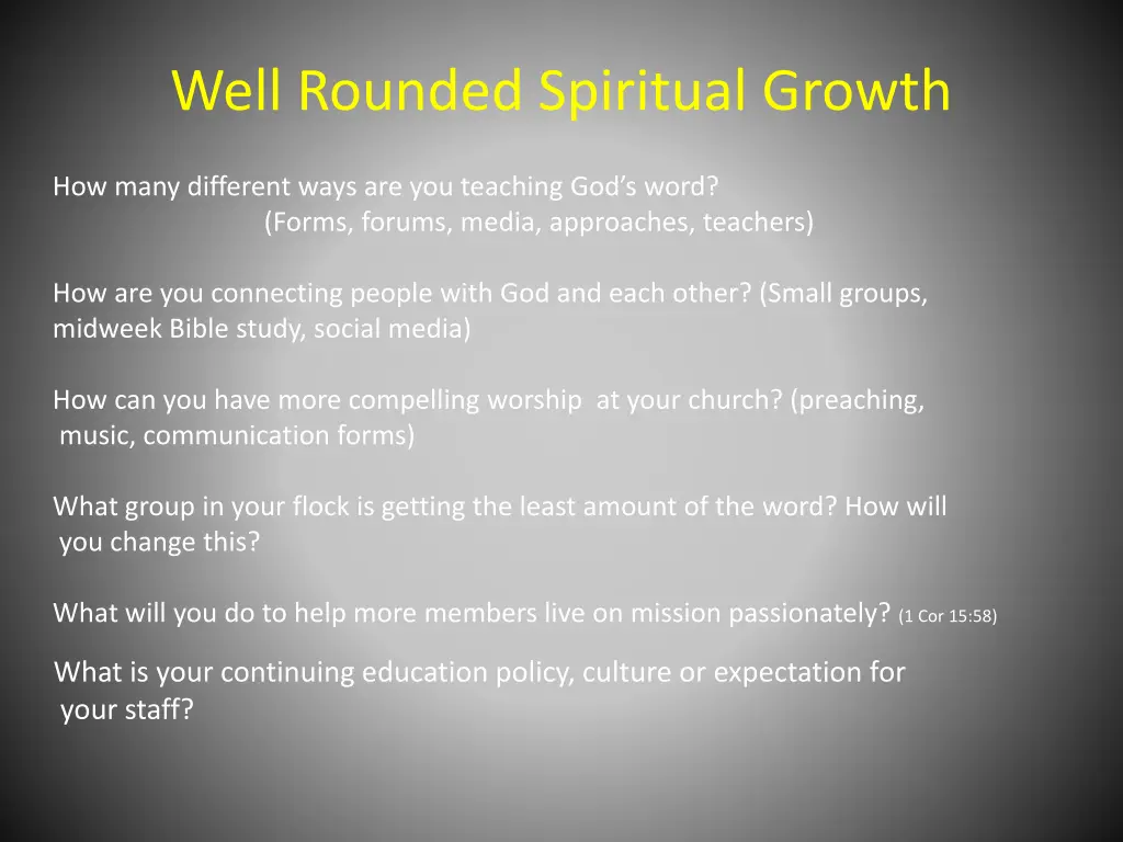 well rounded spiritual growth