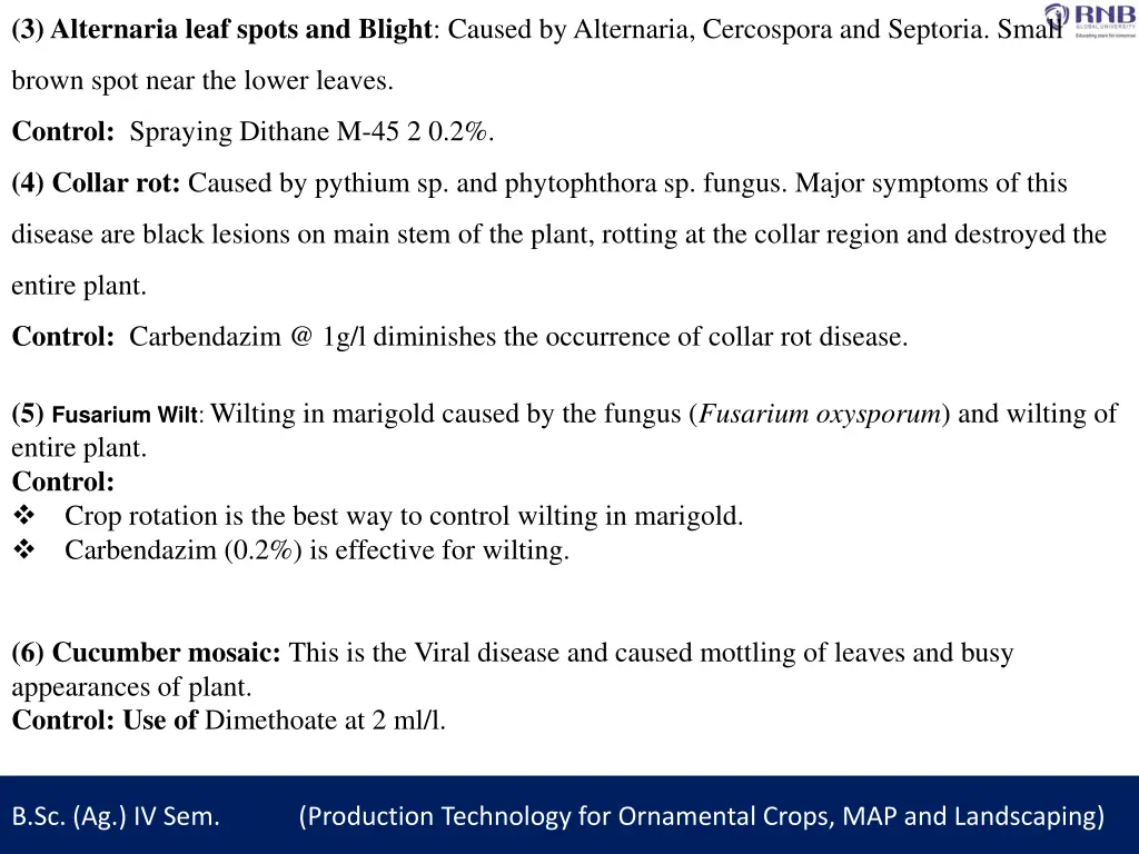 3 alternaria leaf spots and blight caused