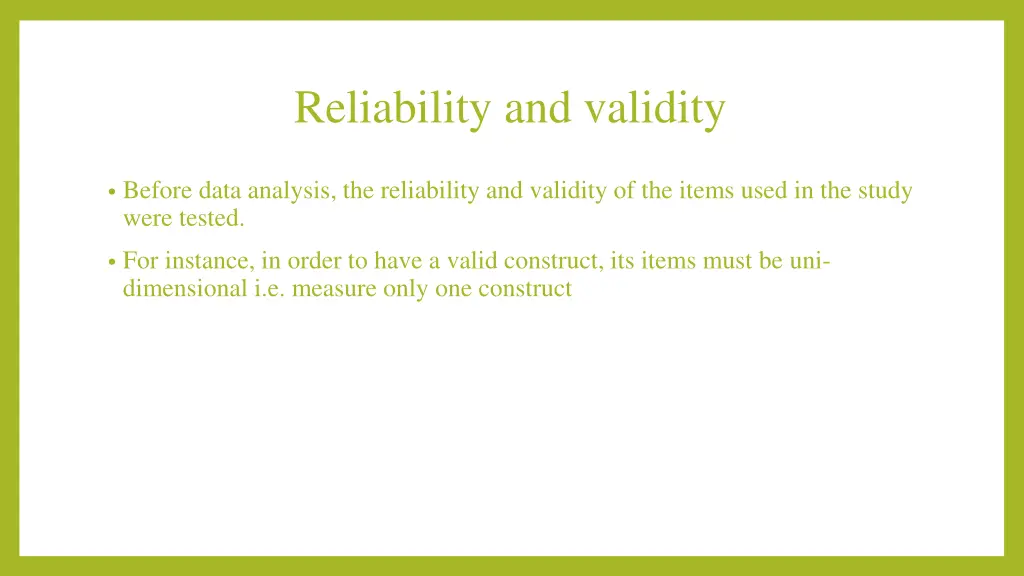 reliability and validity