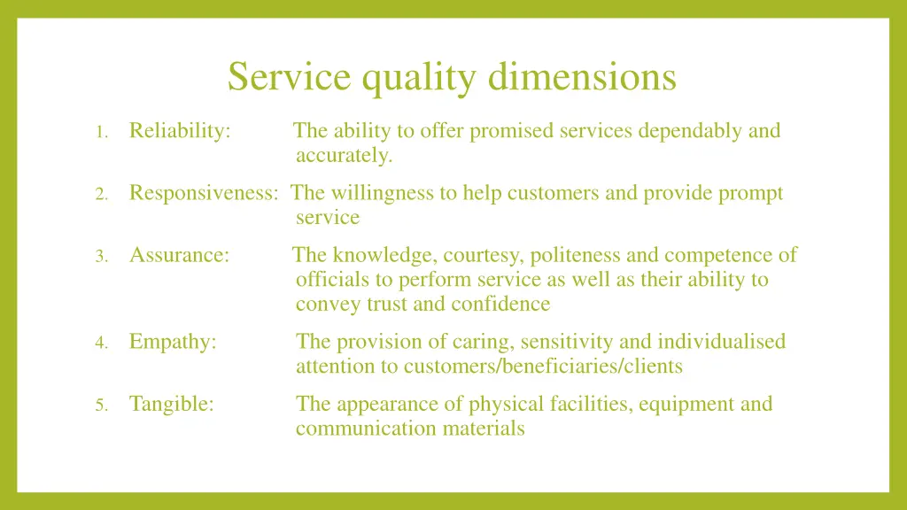 service quality dimensions