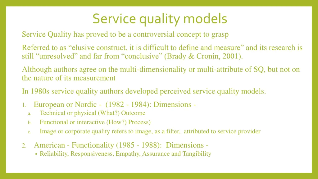 service quality models