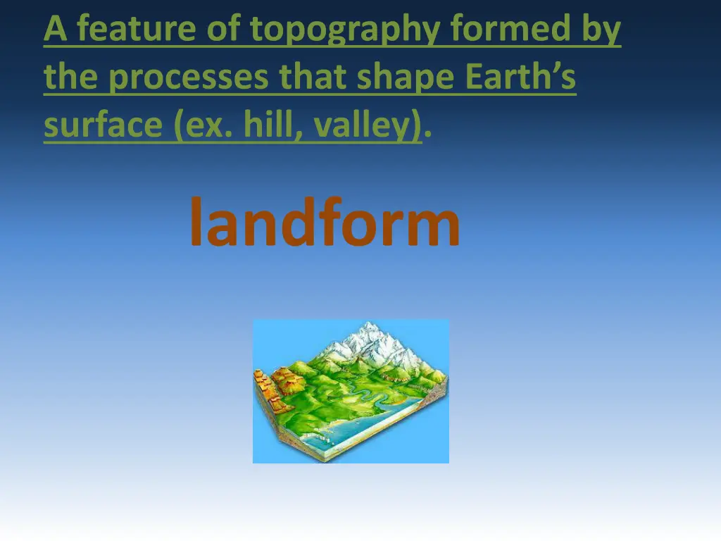 a feature of topography formed by the processes