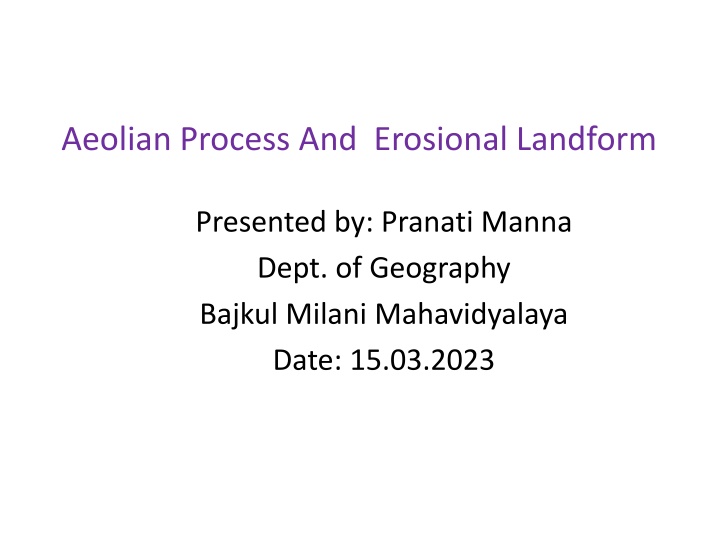 aeolian process and erosional landform