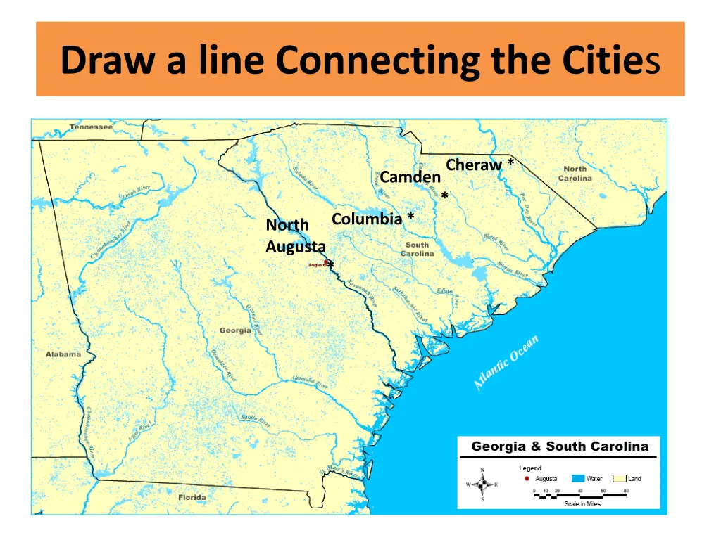 draw a line connecting the citie s