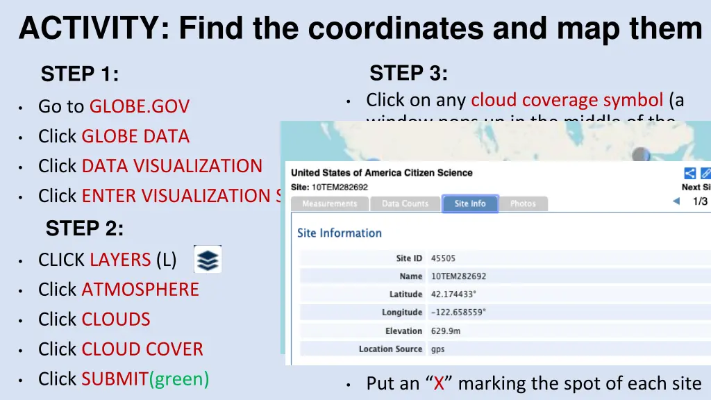 activity find the coordinates and map them