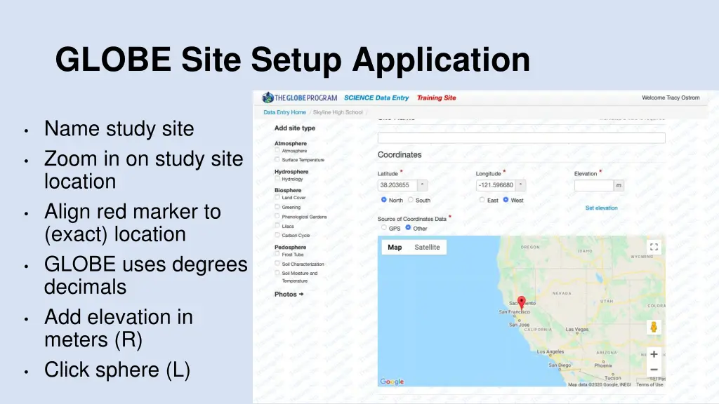 globe site setup application