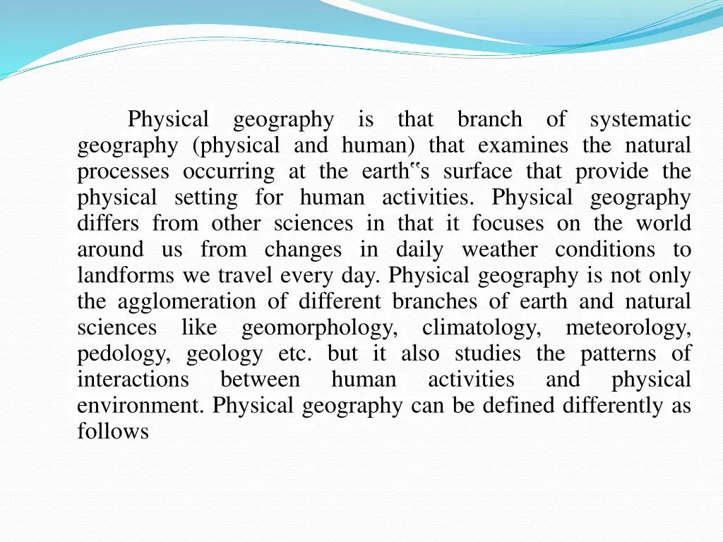 geography physical and human that examines