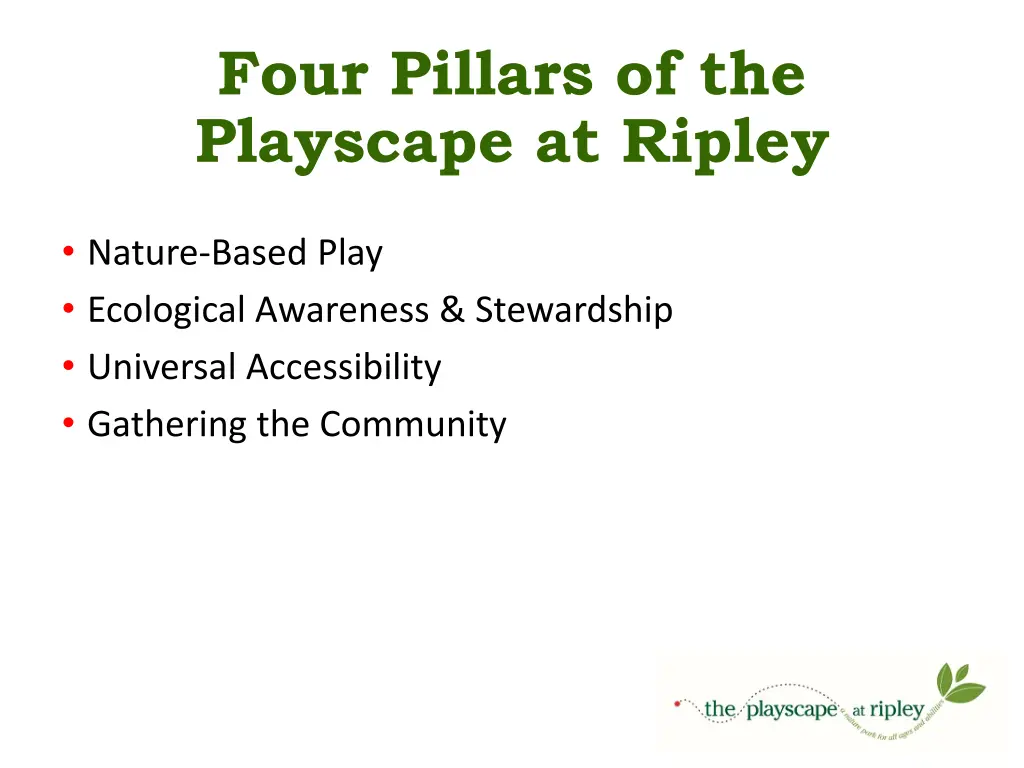 four pillars of the playscape at ripley