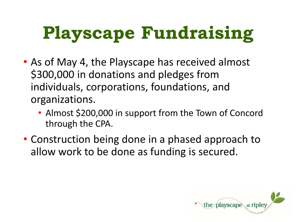 playscape fundraising