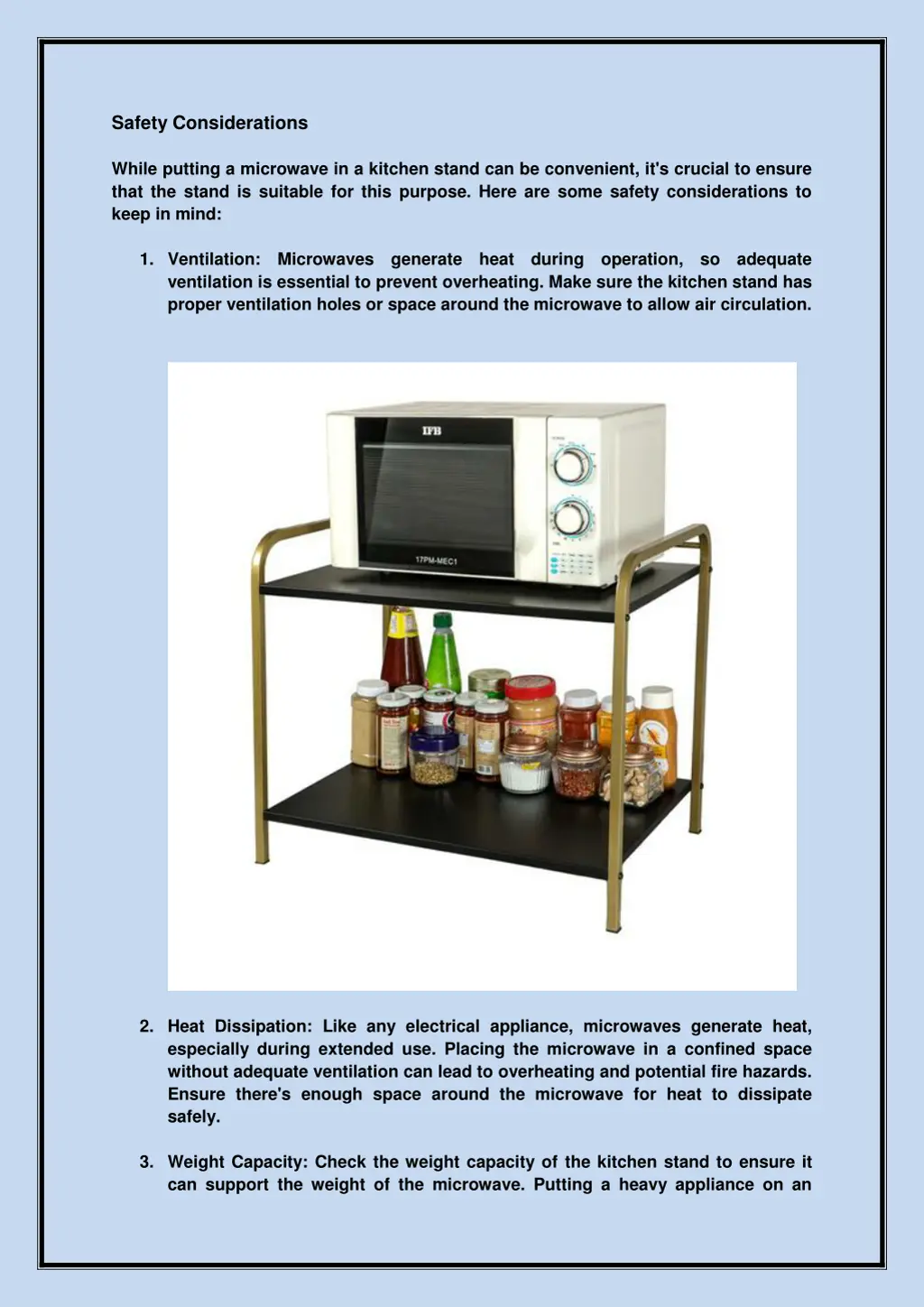 safety considerations while putting a microwave