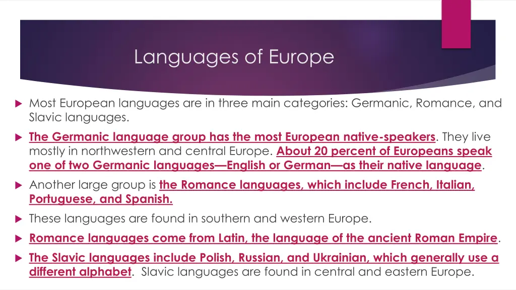 languages of europe