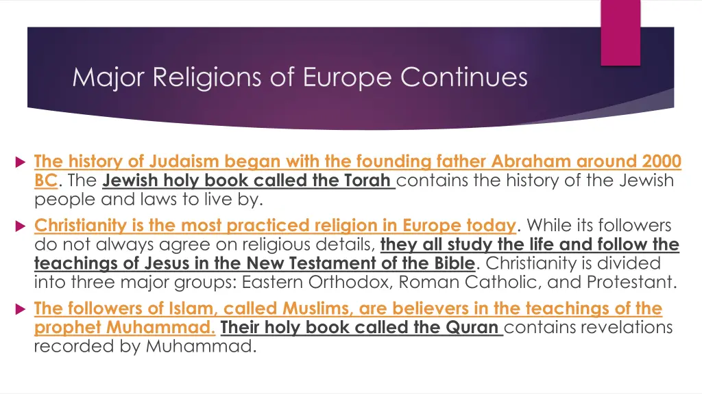 major religions of europe continues