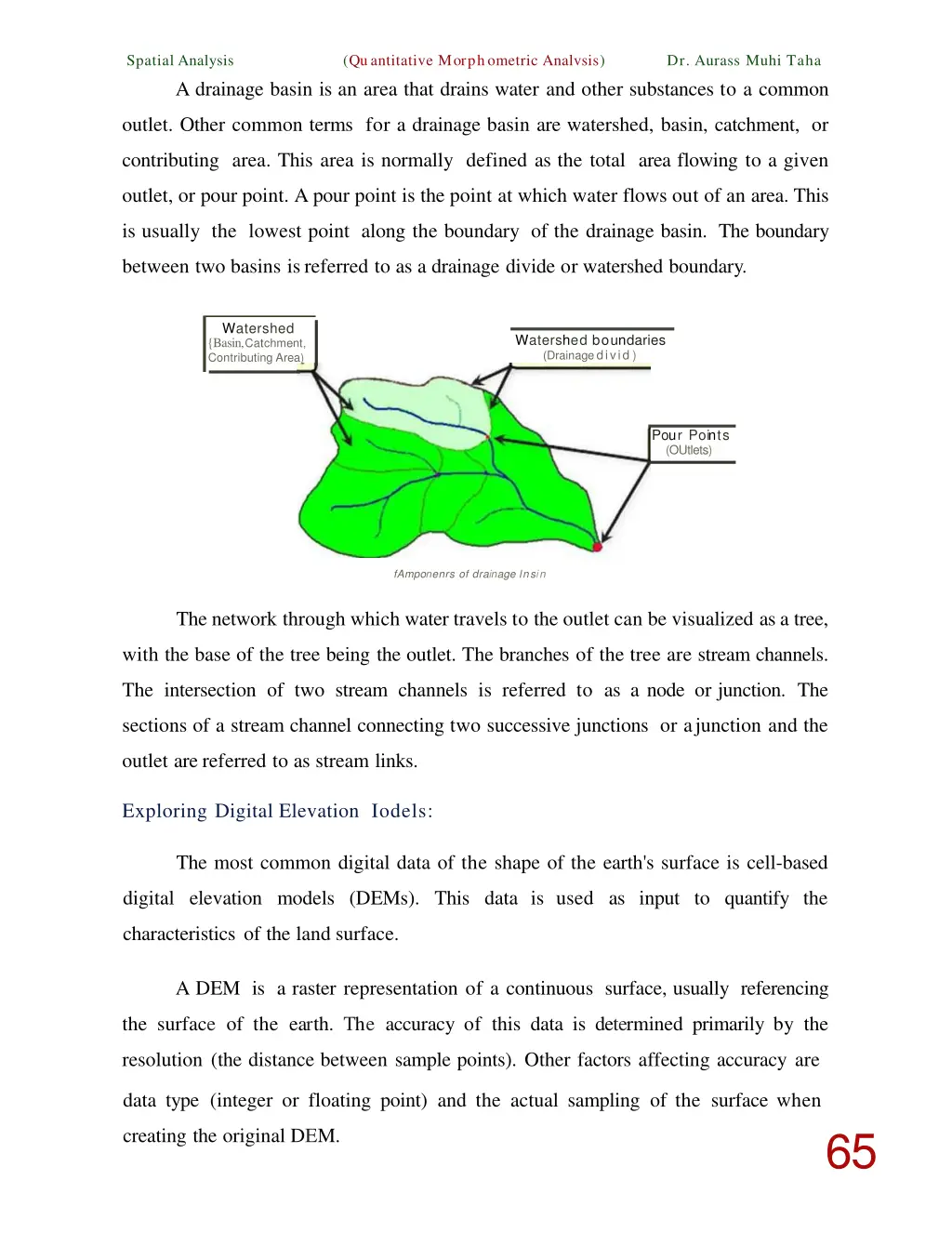 spatial analysis a drainage basin is an area that