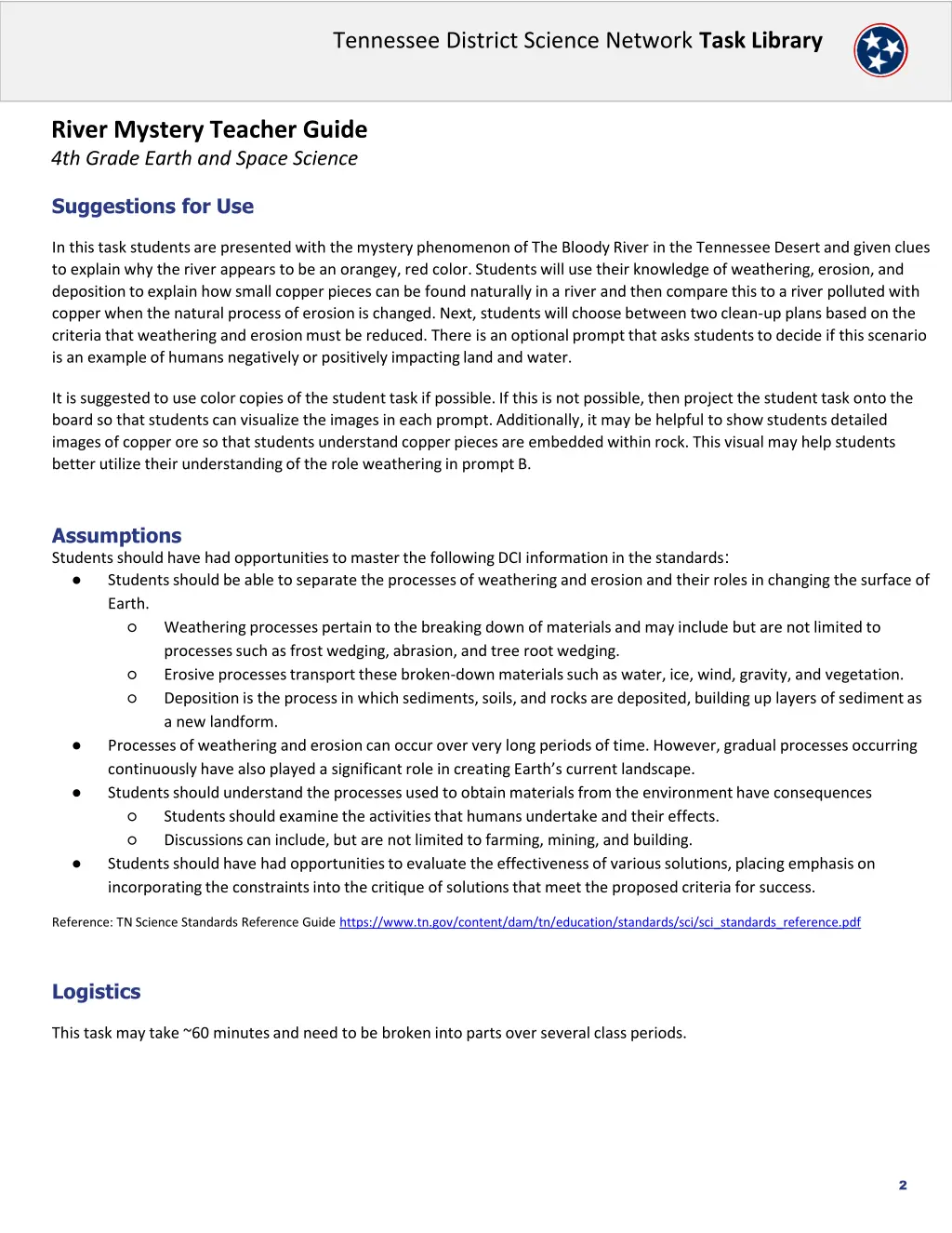 tennessee district science network task library 1