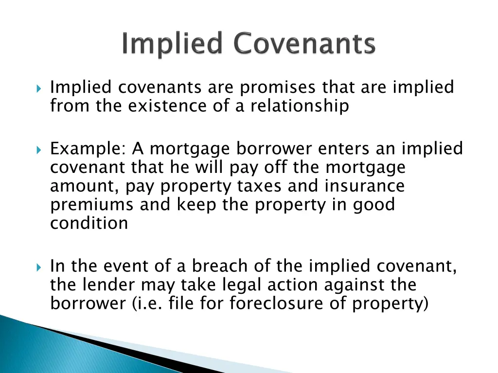 implied covenants are promises that are implied