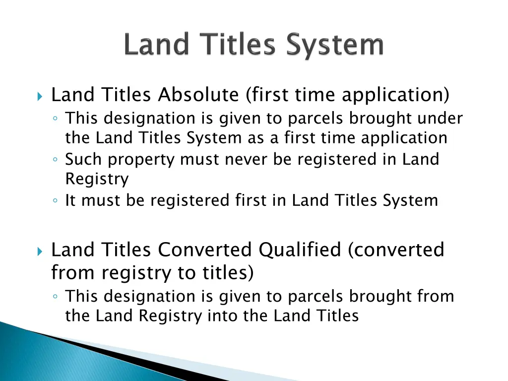 land titles absolute first time application this