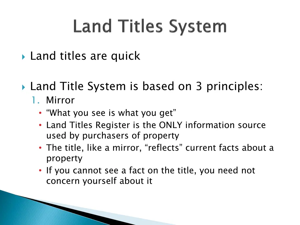 land titles are quick