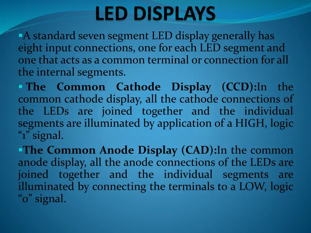 a standard seven segment led display generally